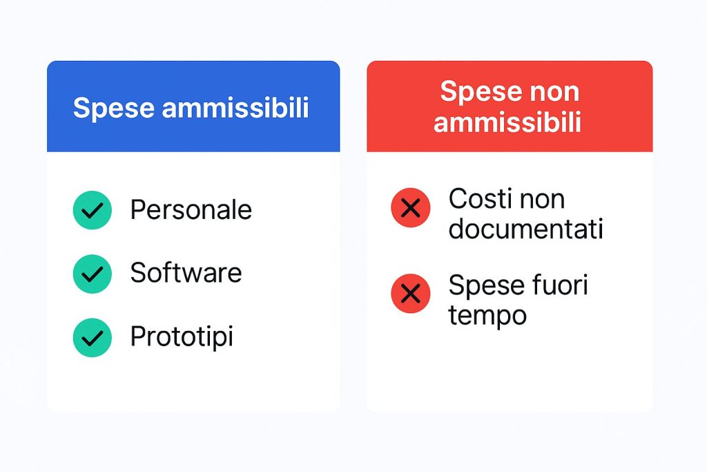 Spese ammissibili e non ammissibili rendicontazione progetti 2025 – esempi pratici per startup e PMI